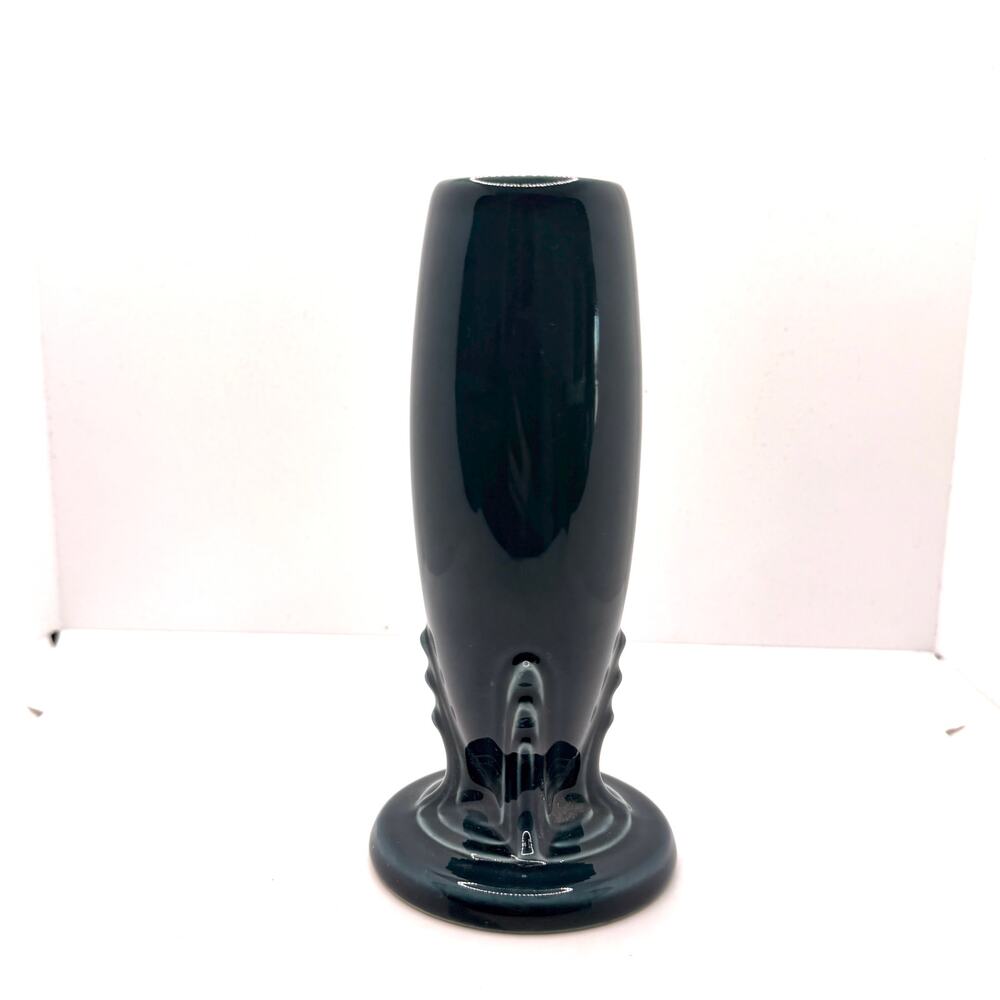 Vintage 90s Fiesta Juniper Deep Teal Ceramic Art Deco Flared Fluted Base Vase